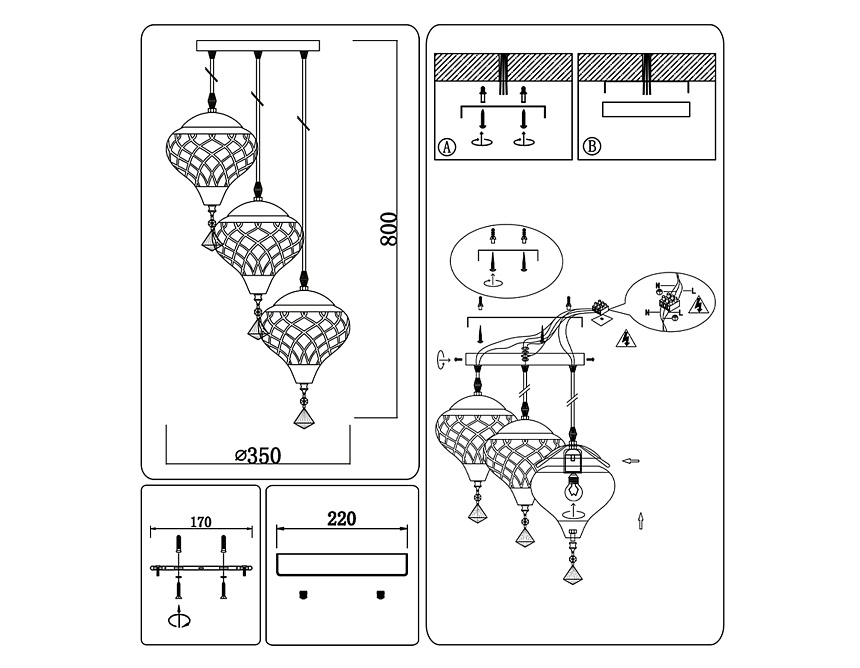 TR8443/3 WH белый E27/3 max 40W D350*800